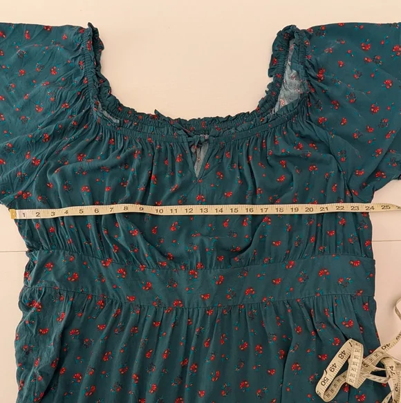 Torrid Green Floral Challis Off The Shoulder Midi Dress Size 4X Spring Pockets - Picture 6 of 12